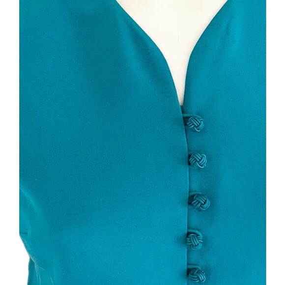 VTG AMANDA SMITH 100% Silk Matching Skirt Suit Set in Teal SZ 8P - Picture 4 of 13